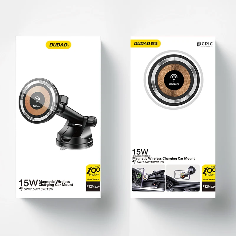 DUDAO F12MAX+ 15W Wireless Charger and Car holder Passiv hållare Mobiltelefon / smartphone Svart