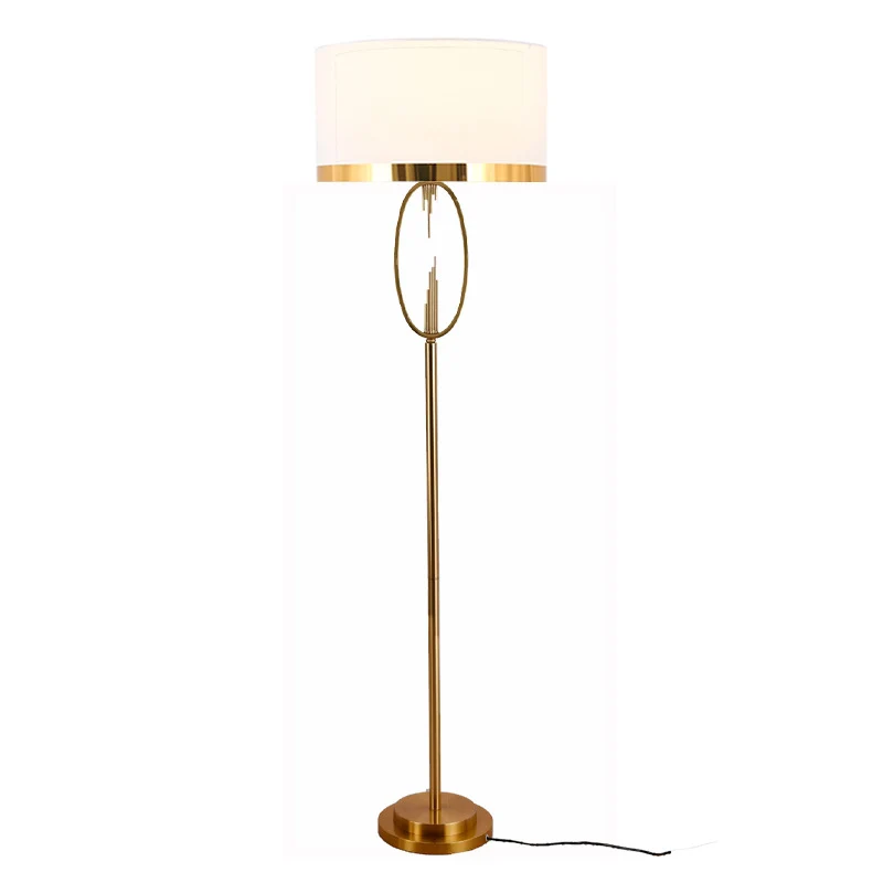 Golvlampa med Tygskärm och LED-ljus