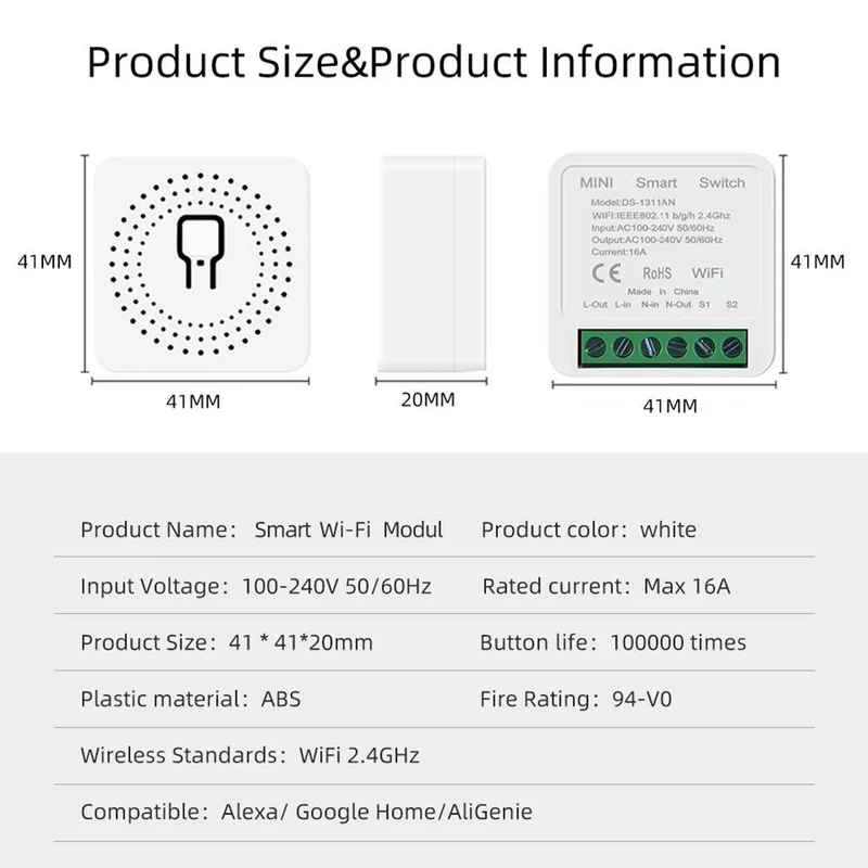 Smart WiFi Switch med Timer & App-styring til Hjemmet