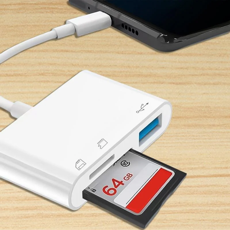 Hurtig 3-i-1 Kortlæser til USB-C med OTG Funktion