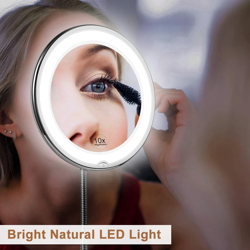Fleksibelt Makeup Spejl med Klar Dagslys-LED & 10x Forstørrelse