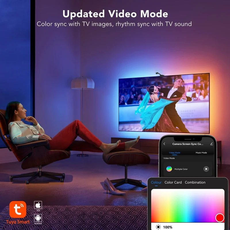 Smart LED TV-baggrundsbelysning med realtids farvesynkronisering til 50–65” TV