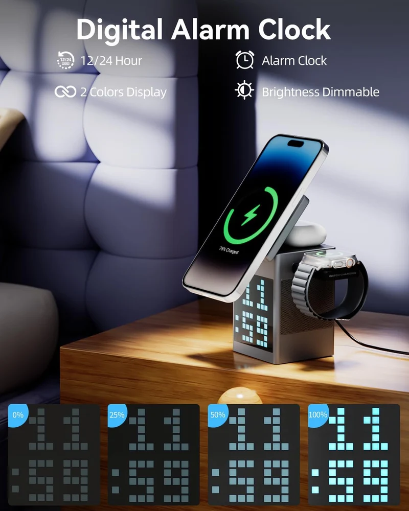Bluetooth højttaler og opladestation til hjemmet og rejser