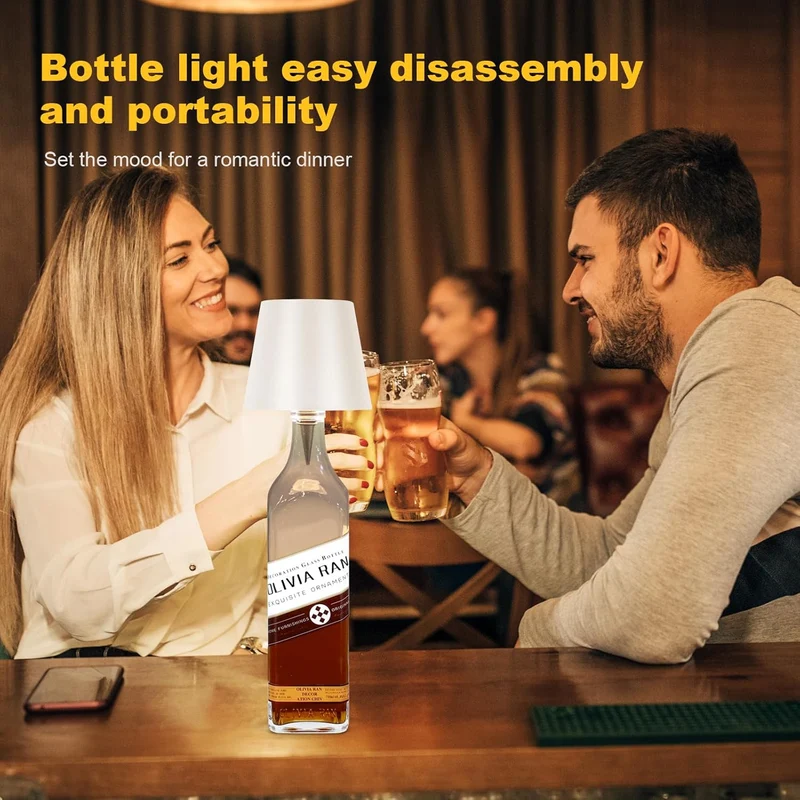 Trådløs flaske-lampe med berøringsdæmper til hyggelig belysning