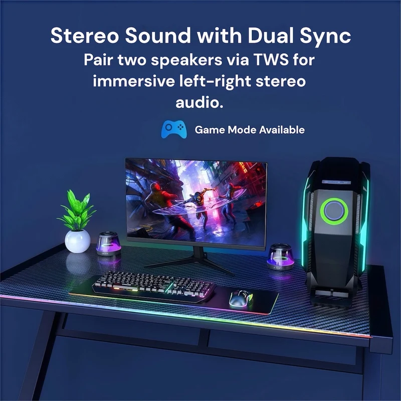 Kompakt Hi-Fi Bluetooth højttaler med magnetisk design til musik og gaming