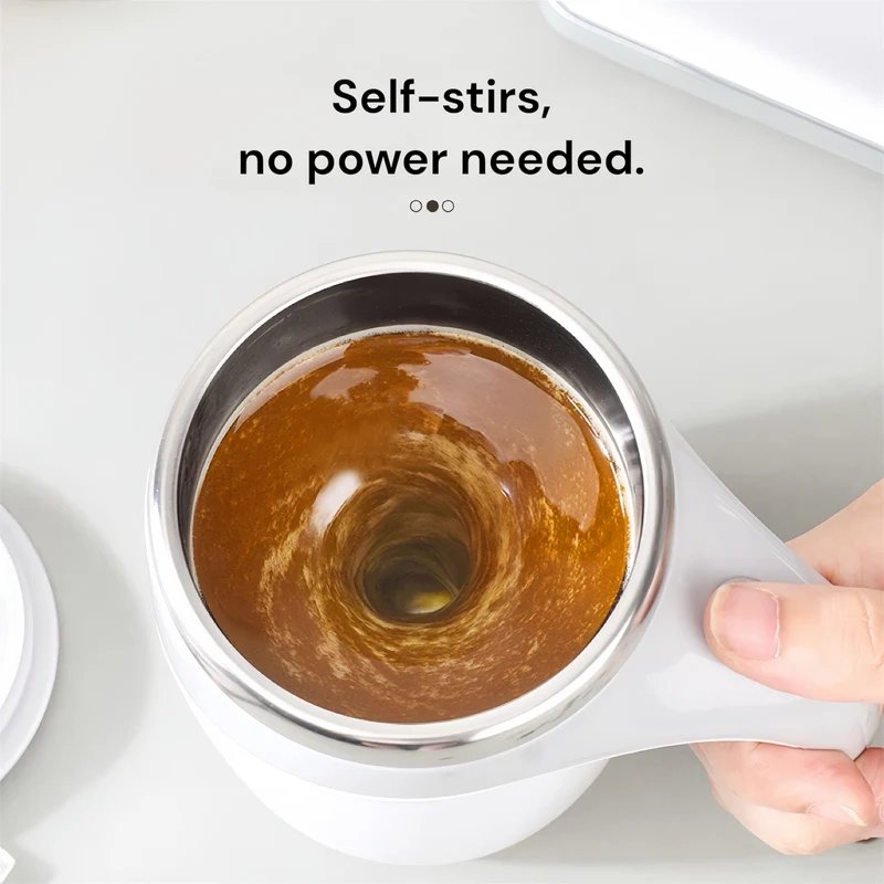 Magnetisk selvrørende kop til kaffe og te på farten