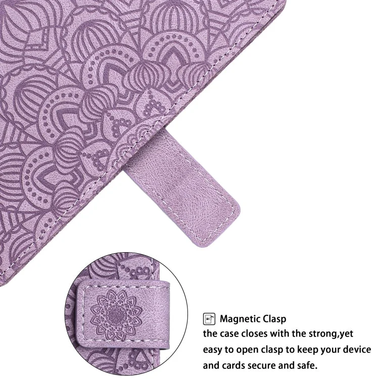 Elegant flip-læderetui med mandala-præg til iPhone 15 Plus