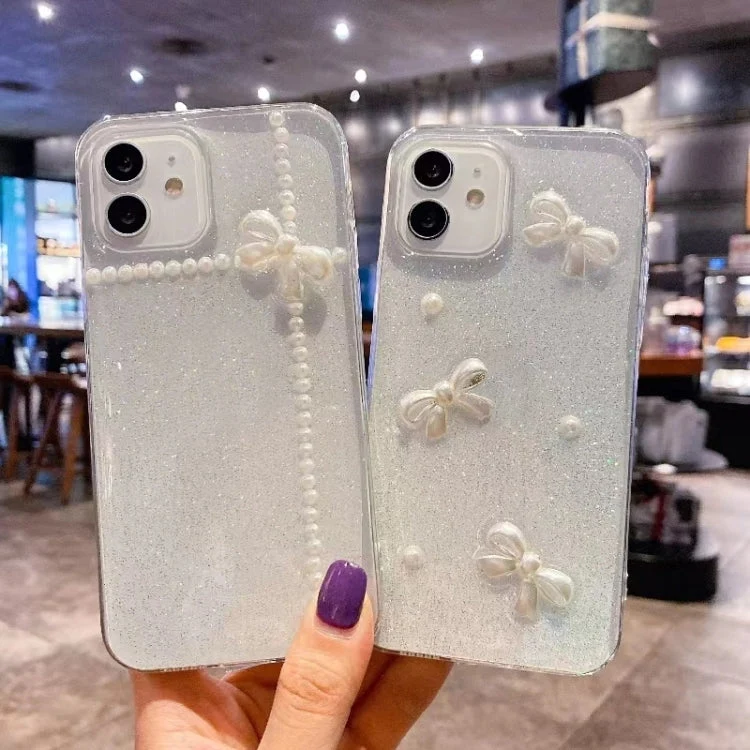 Elegant TPU mobilcover med perle-design til iPhone 15 Plus