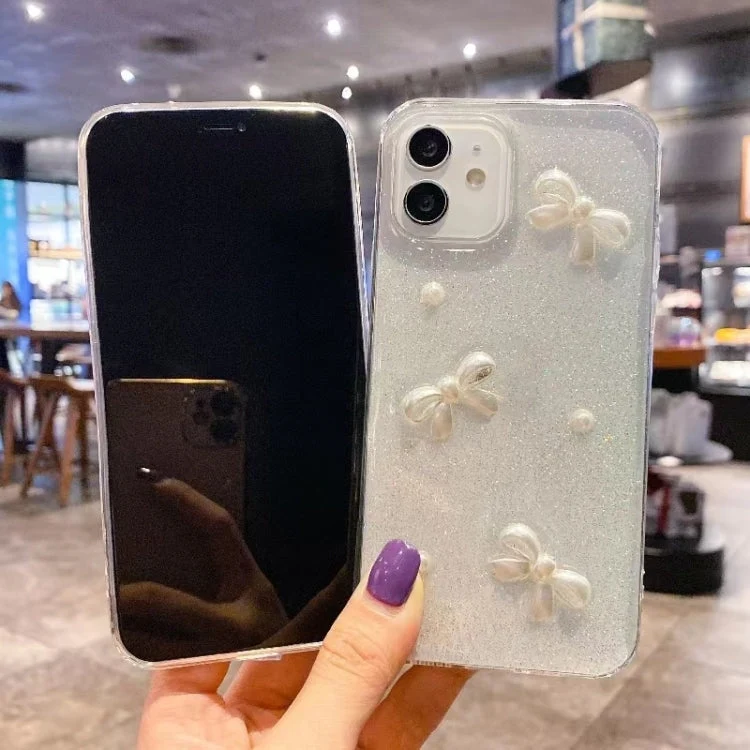 Elegant TPU mobilcover med perle-design til iPhone 15 Plus