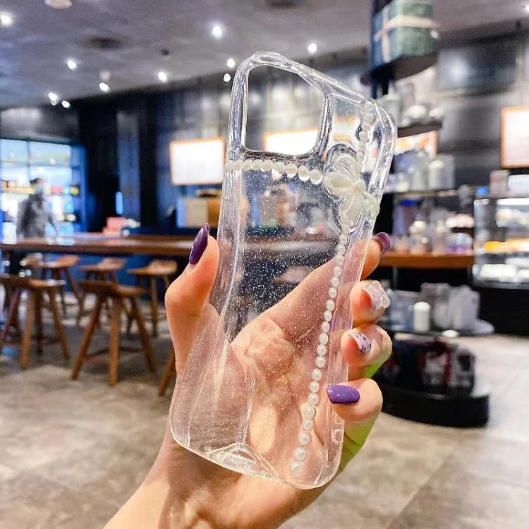 Elegant TPU mobilcover med perle-design til iPhone 15 Plus