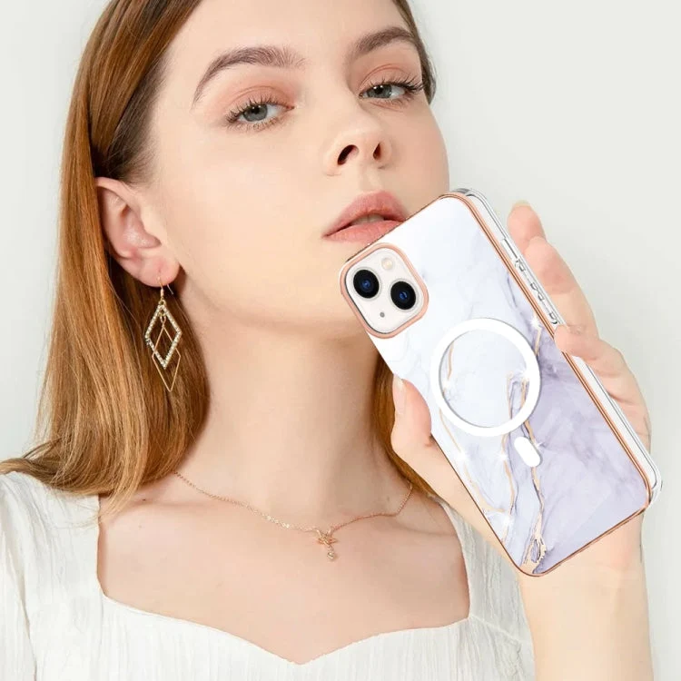 Stilfuld TPU håndtaske med marmor mønster til iPhone 15 Plus med magnetisk lukning
