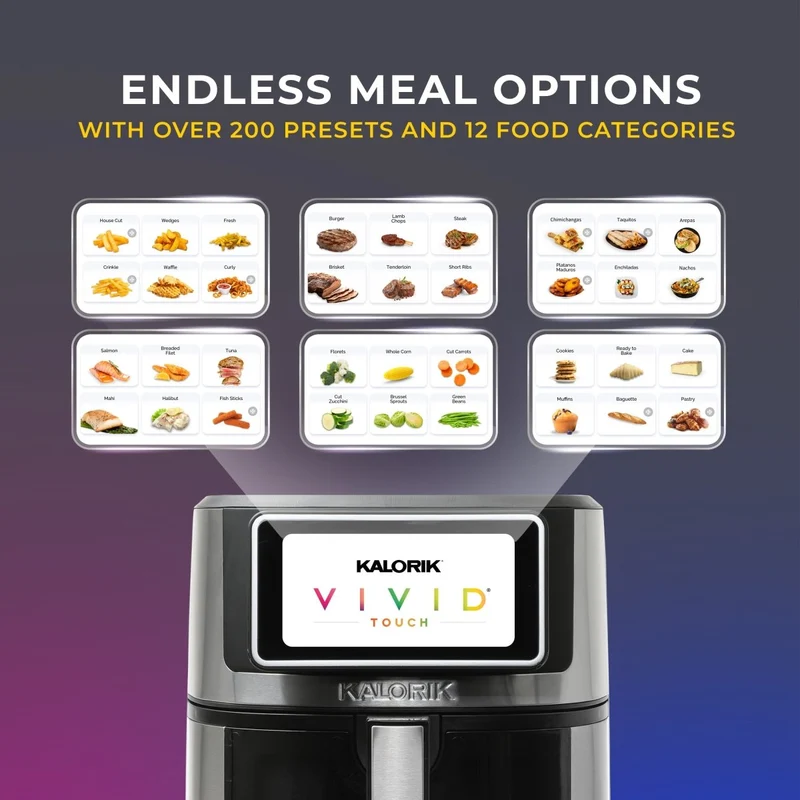 Kalorik VIVID TOUCH 7 Quart High-Resolution Touchscreen Air Fryer with Window