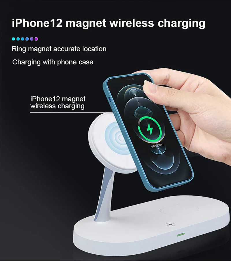 Smart 5-i-1 Opladningsstation med Nattelys – Effektiv og Pladsbesparende