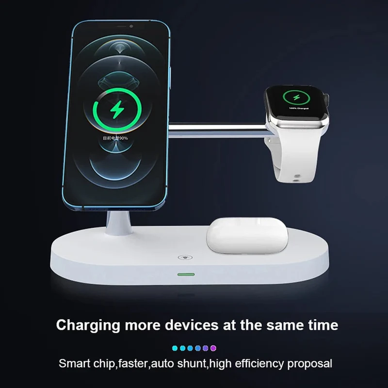 Smart 5-i-1 Opladningsstation med Nattelys – Effektiv og Pladsbesparende