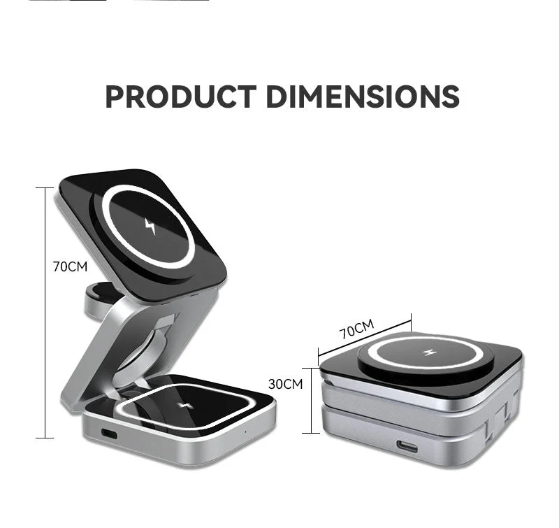 3-i-1 Hurtig Magnetisk Trådløs Oplader til iPhone, AirPods & Apple Watch