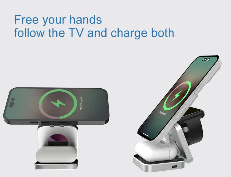 3-i-1 Hurtig Magnetisk Trådløs Oplader til iPhone, AirPods & Apple Watch