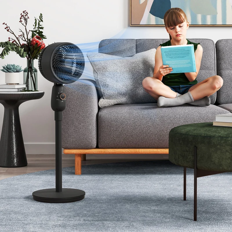 Effektiv Standventilator med Justerbar Hastighed og Sikkerhedsgitter