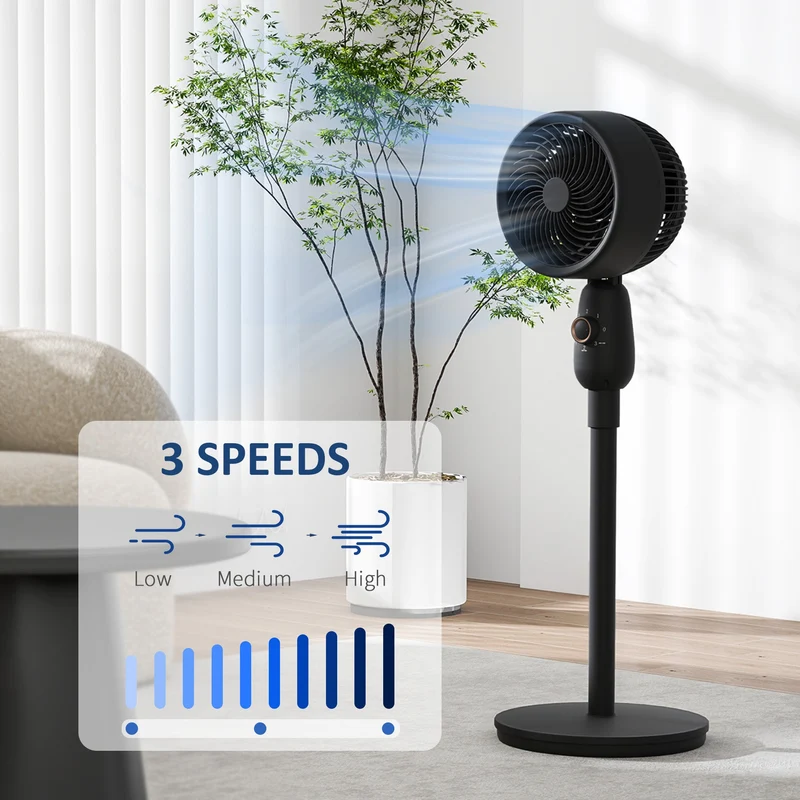 Effektiv Standventilator med Justerbar Hastighed og Sikkerhedsgitter