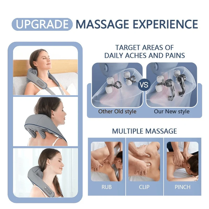 Trådløs Nakke- og Rygmassager med Varme - Lindre Muskelspændinger