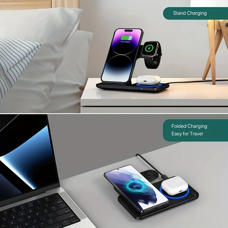 Trådløs Opladerstation – Hurtig 3 i 1 Dock til iPhone, AirPods & Watch