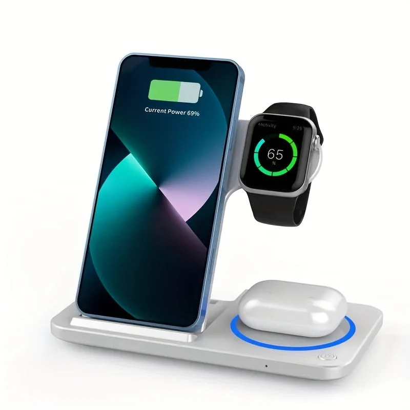 Trådløs Opladerstation – Hurtig 3 i 1 Dock til iPhone, AirPods & Watch