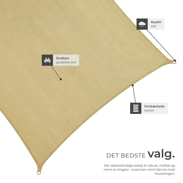 Tectake Sun Shade Sail Square 5 x 5 m Beige