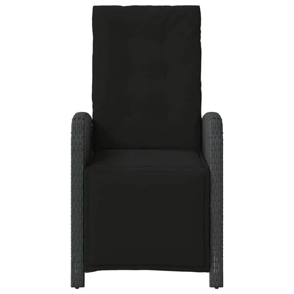 vidaXL Reclining Patio Chairs 2 pcs with Footrest Black Poly Rattan