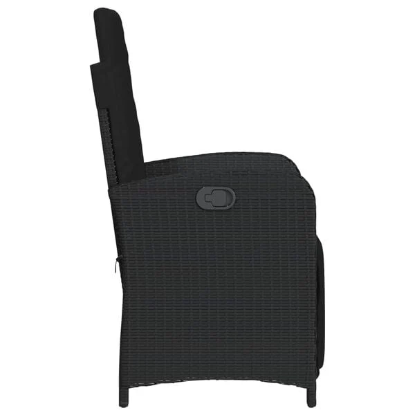 vidaXL Reclining Patio Chairs 2 pcs with Footrest Black Poly Rattan