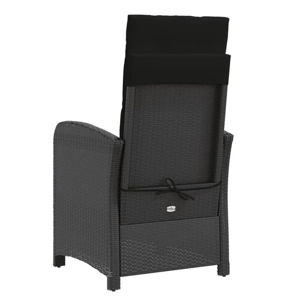 vidaXL Reclining Patio Chairs 2 pcs with Footrest Black Poly Rattan