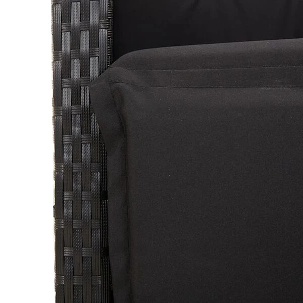 vidaXL Reclining Patio Chairs 2 pcs with Footrest Black Poly Rattan
