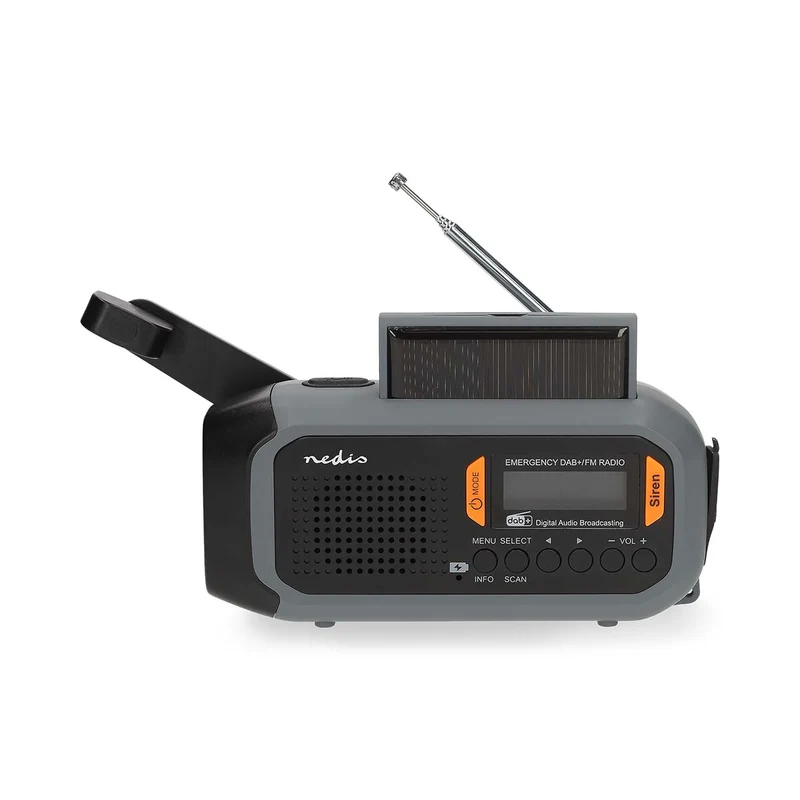 Noodradio Draagbaar Model - DAB+ / FM - Batterij Gevoed / Netvoeding / Solar Powered
