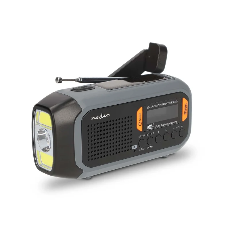 Noodradio Draagbaar Model - DAB+ / FM - Batterij Gevoed / Netvoeding / Solar Powered