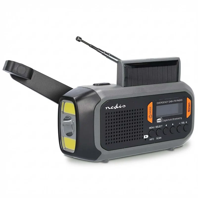 Noodradio Draagbaar Model - DAB+ / FM - Batterij Gevoed / Netvoeding / Solar Powered