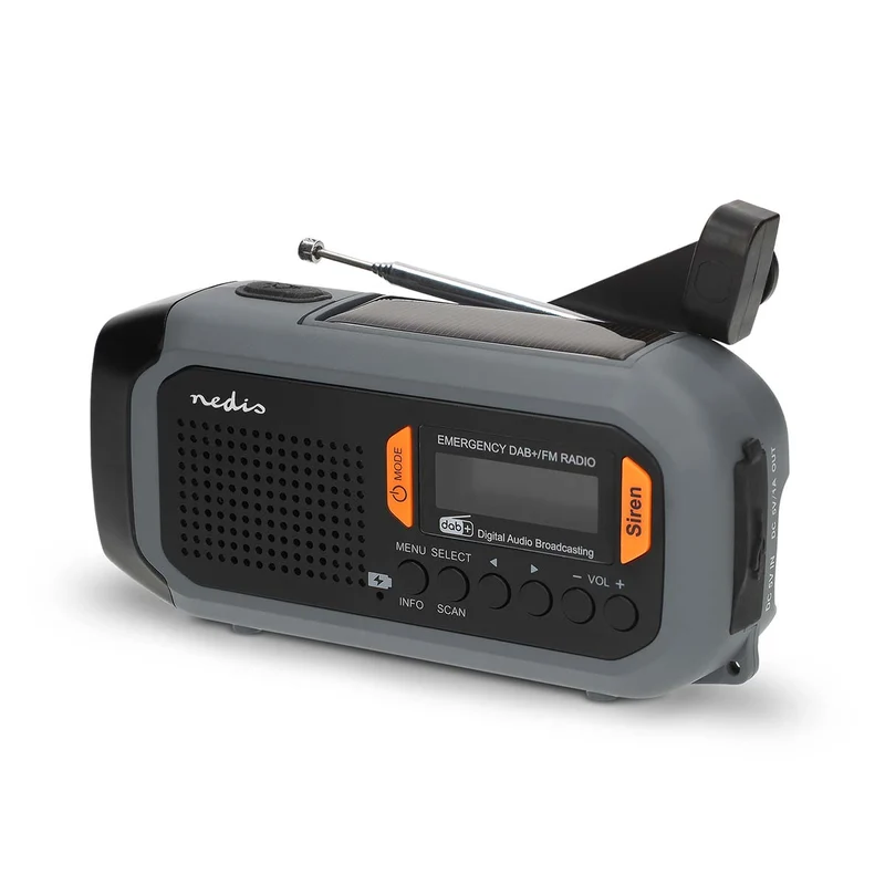 Noodradio Draagbaar Model - DAB+ / FM - Batterij Gevoed / Netvoeding / Solar Powered