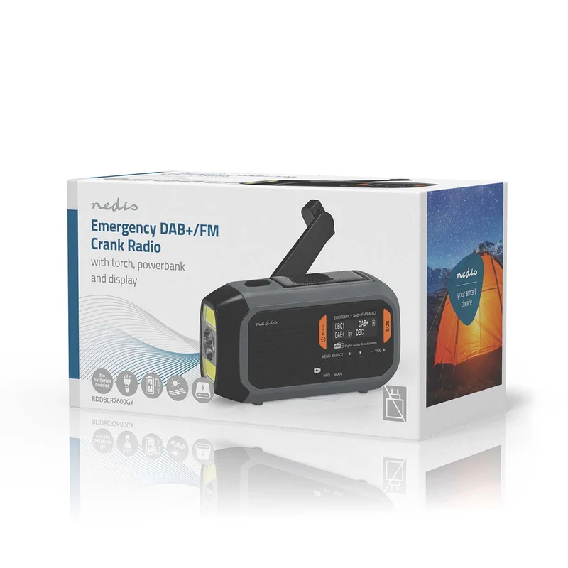 Noodradio Draagbaar Model - DAB+ / FM - Batterij Gevoed / Netvoeding / Solar Powered