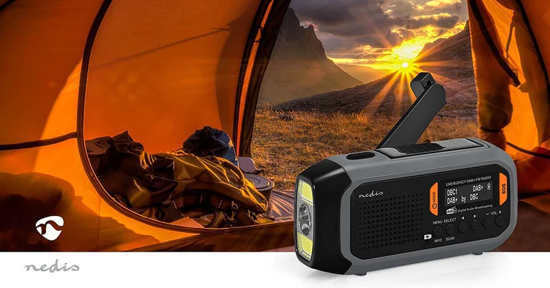 Noodradio Draagbaar Model - DAB+ / FM - Batterij Gevoed / Netvoeding / Solar Powered