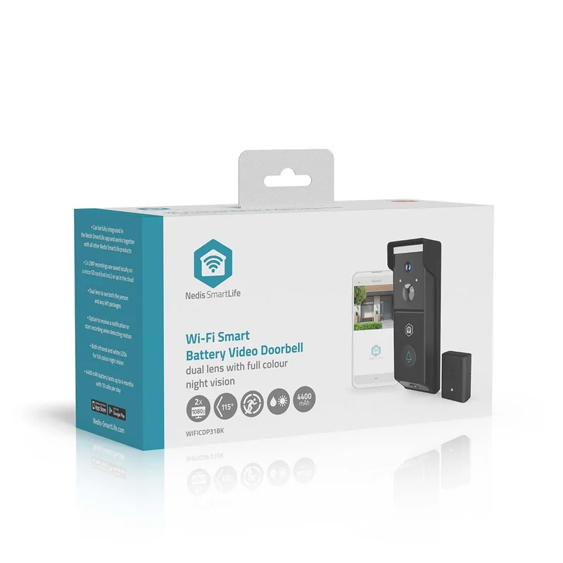 SmartLife Videodeurbel Batterij Gevoed - 2x Full HD 1080p - Cloud Opslag (optioneel) / microSD (niet inbegrepen)