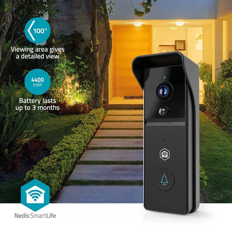 SmartLife Videodeurbel Batterij Gevoed - 3MP Full HD 1296p - Cloud Opslag (optioneel) / microSD (niet inbegrepen)