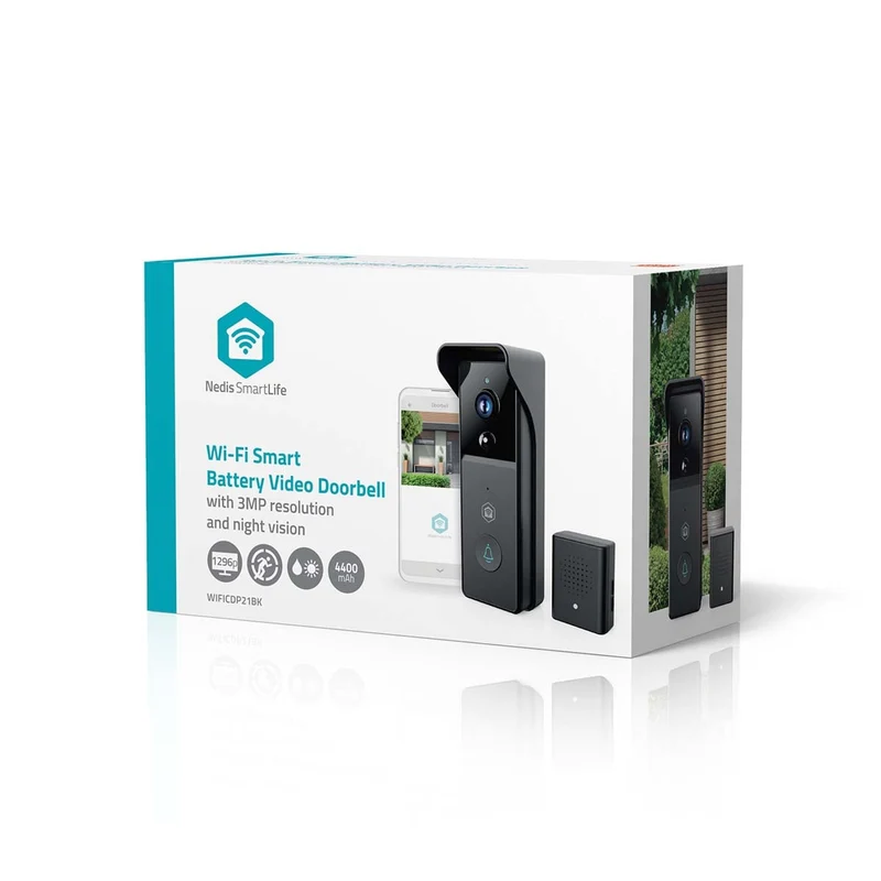 SmartLife Videodeurbel Batterij Gevoed - 3MP Full HD 1296p - Cloud Opslag (optioneel) / microSD (niet inbegrepen)
