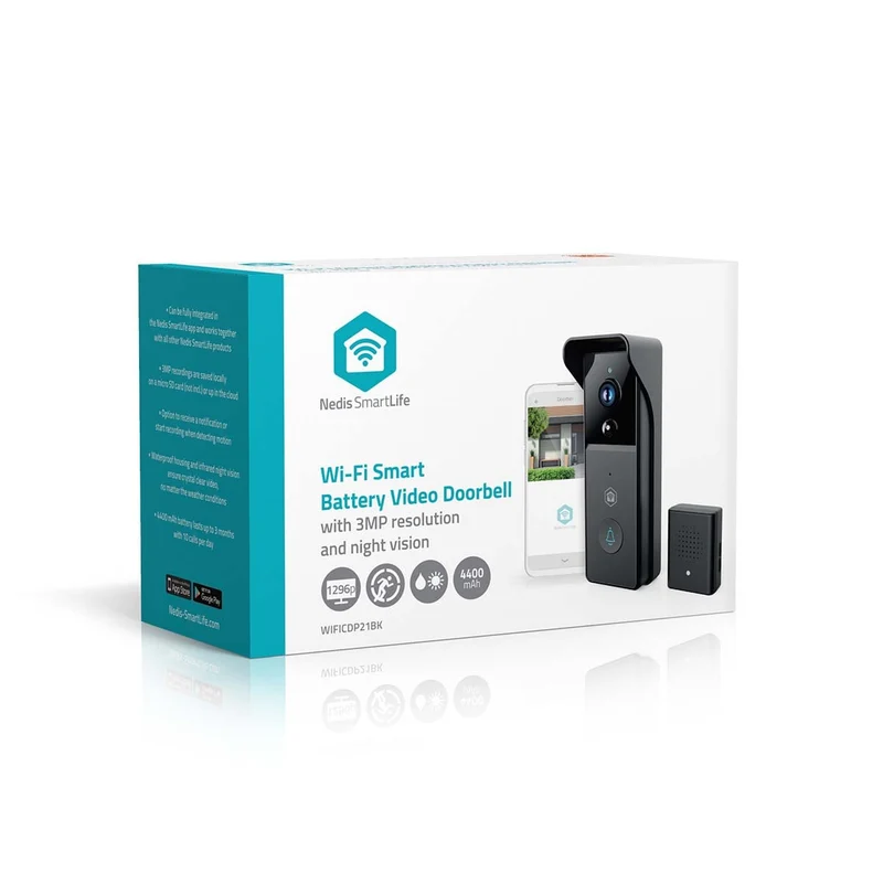 SmartLife Videodeurbel Batterij Gevoed - 3MP Full HD 1296p - Cloud Opslag (optioneel) / microSD (niet inbegrepen)