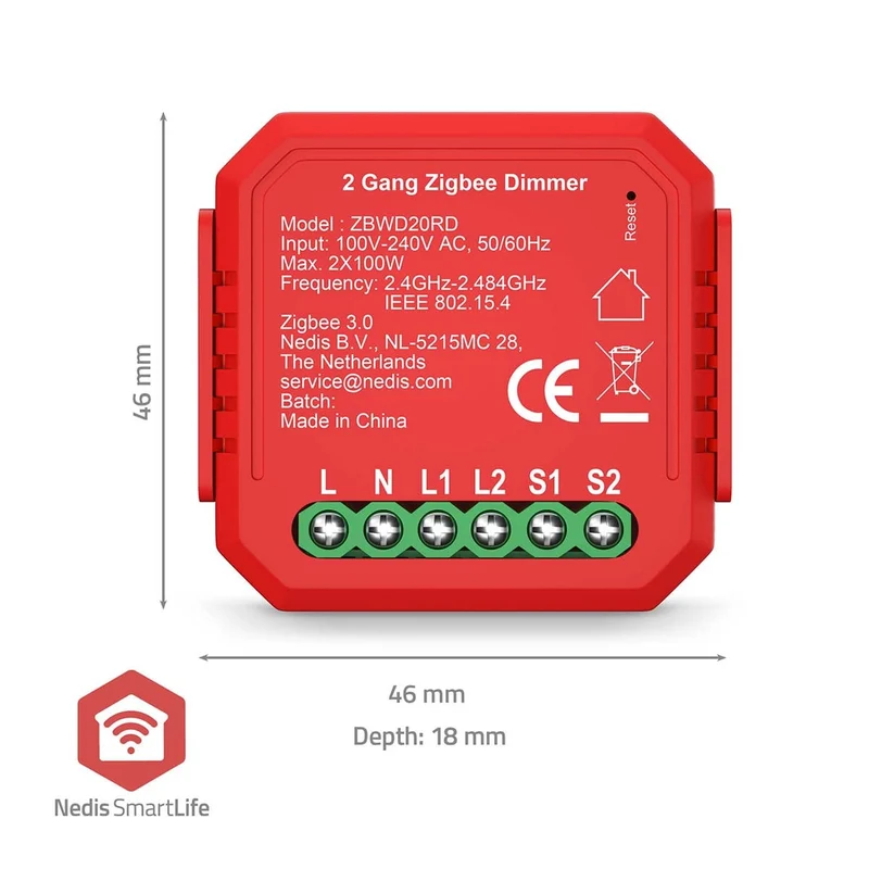 SmartLife inbouwmodule Zigbee 3.0 - Dubbele Triac Dimmer - 2 x 100W