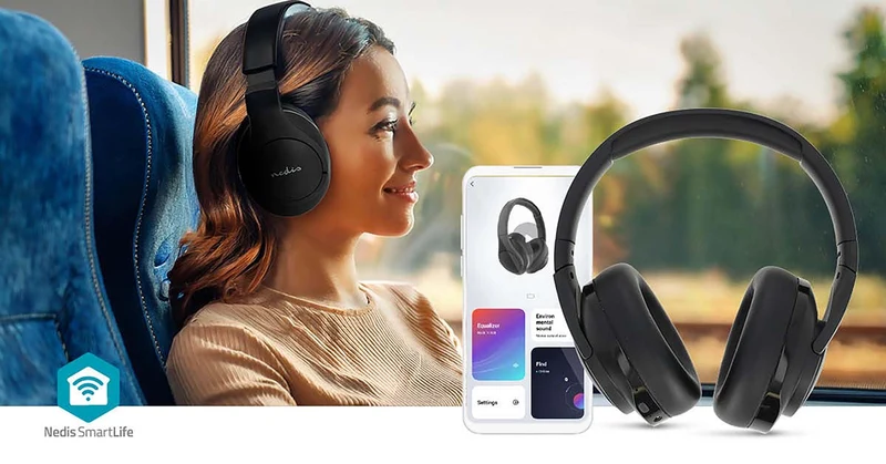 Draadloze Over-ear Koptelefoon Batterij 1 werkingstijd standaard verbruik: 1680 min - Ingebouwde microfoon - Drukbediening