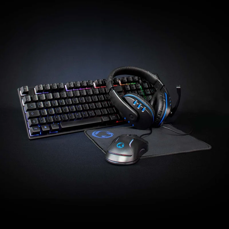 Gaming Combo Kit 5-in-1 - Toetsenbord, Koptelefoon, Muis en Muismat - Zwart