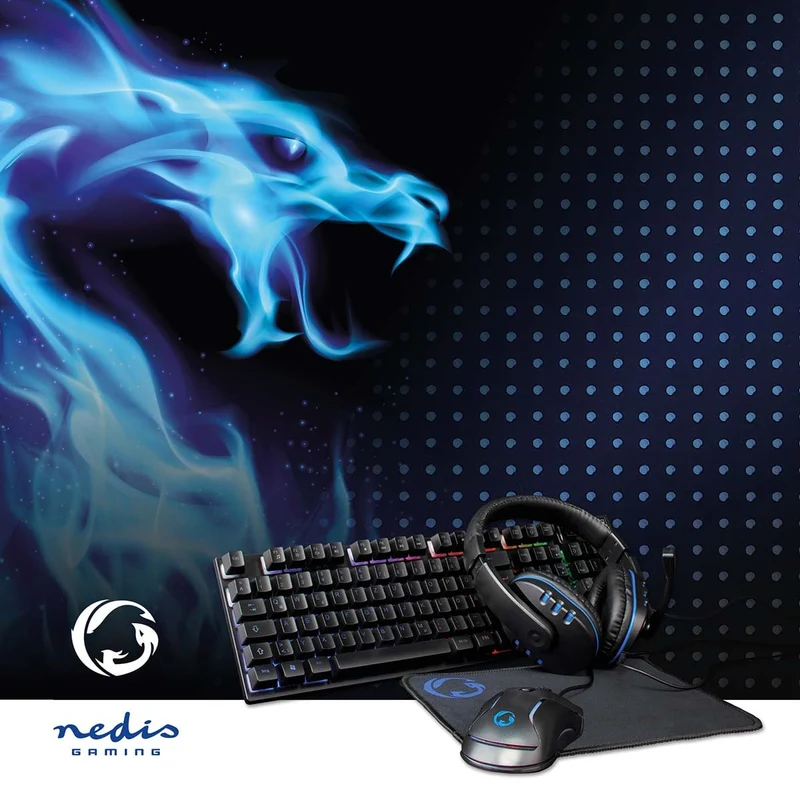 Gaming Combo Kit 5-in-1 - Toetsenbord, Koptelefoon, Muis en Muismat - Zwart