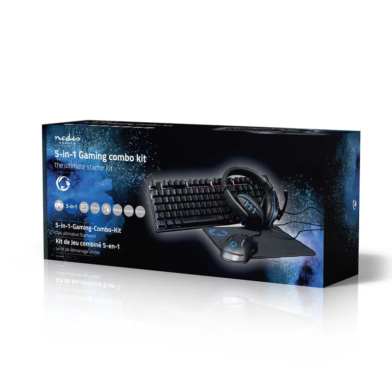 Gaming Combo Kit 5-in-1 - Toetsenbord, Koptelefoon, Muis en Muismat - Zwart