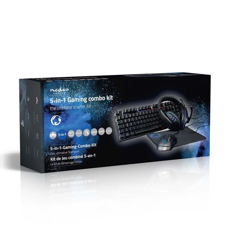 Gaming Combo Kit 5-in-1 - Toetsenbord, Koptelefoon, Muis en Muismat - Zwart