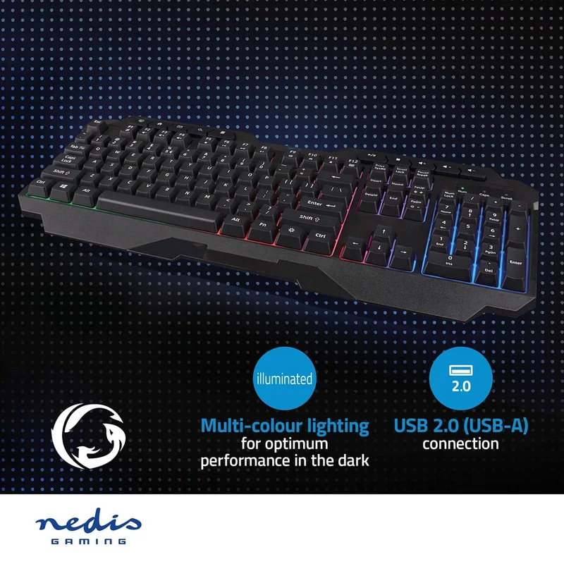 Bedraad Gaming Toetsenbord USB Type-A - Membrane Toetsen - LED