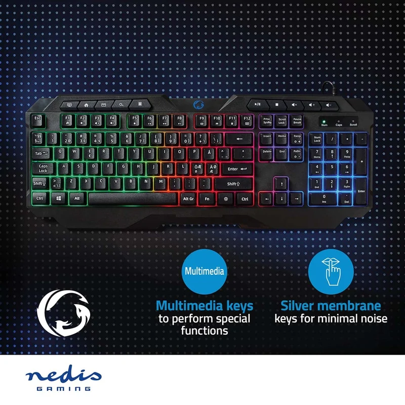 Bedraad Gaming Toetsenbord USB Type-A - Membrane Toetsen - LED