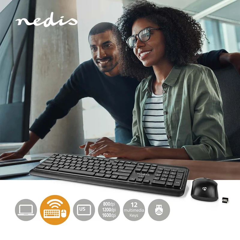 Muis en Toetsenbord - Set Draadloos - Muis- en toetsenbordverbinding: USB - 800 / 1200 / 1600 dpi