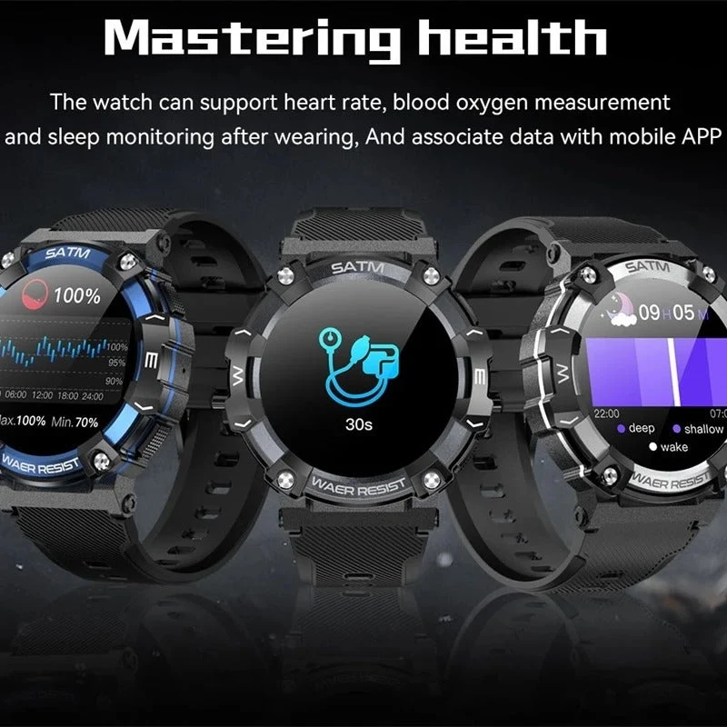 Robust smartwatch med militærdesign til udendørs aktiviteter